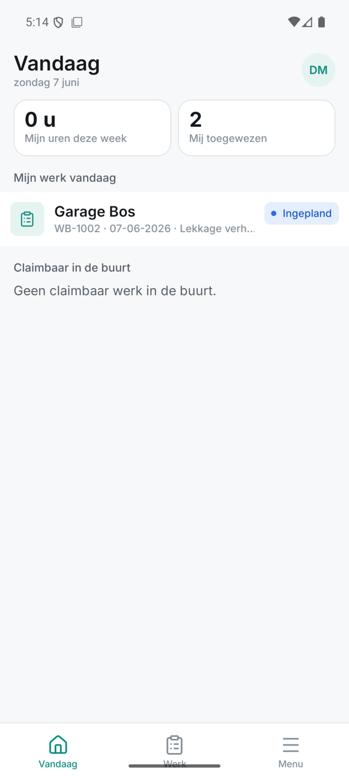 Telefoon van de monteur met het werk van vandaag